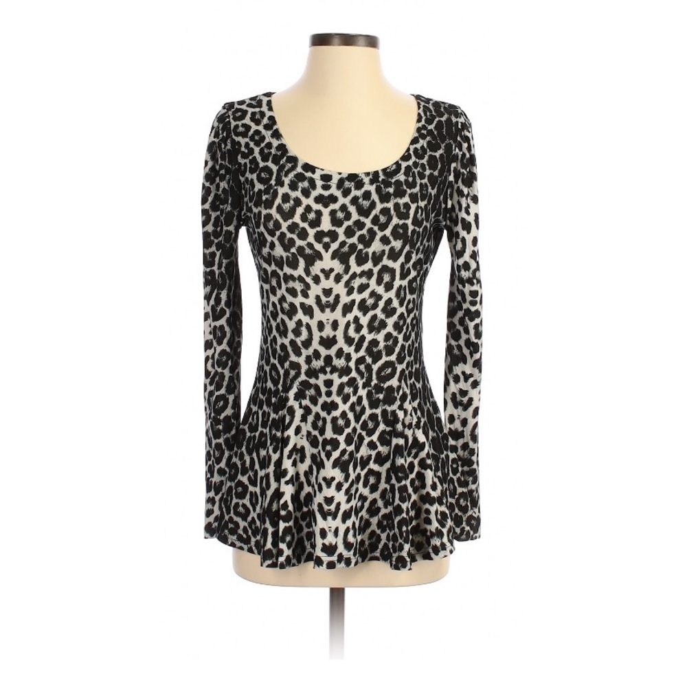 Allegra K Black and Gray Peplum Top